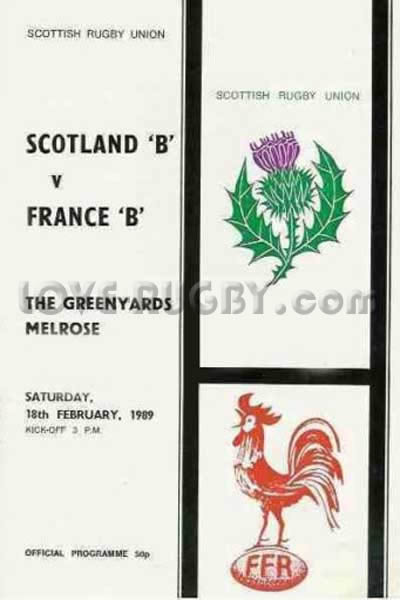 1989 Scotland B v France B  Rugby Programme